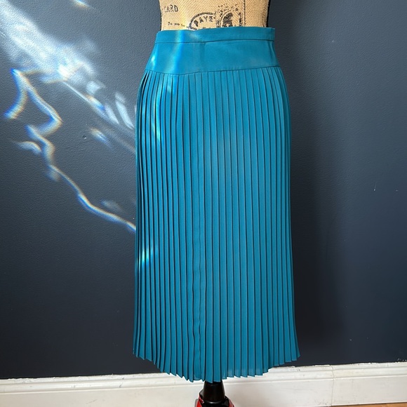 JCrew Petite Pleated Midi Skirt in Teal BNWT - Picture 2 of 3
